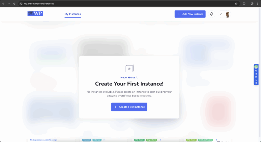 create your first instance! Create Your First Instance!