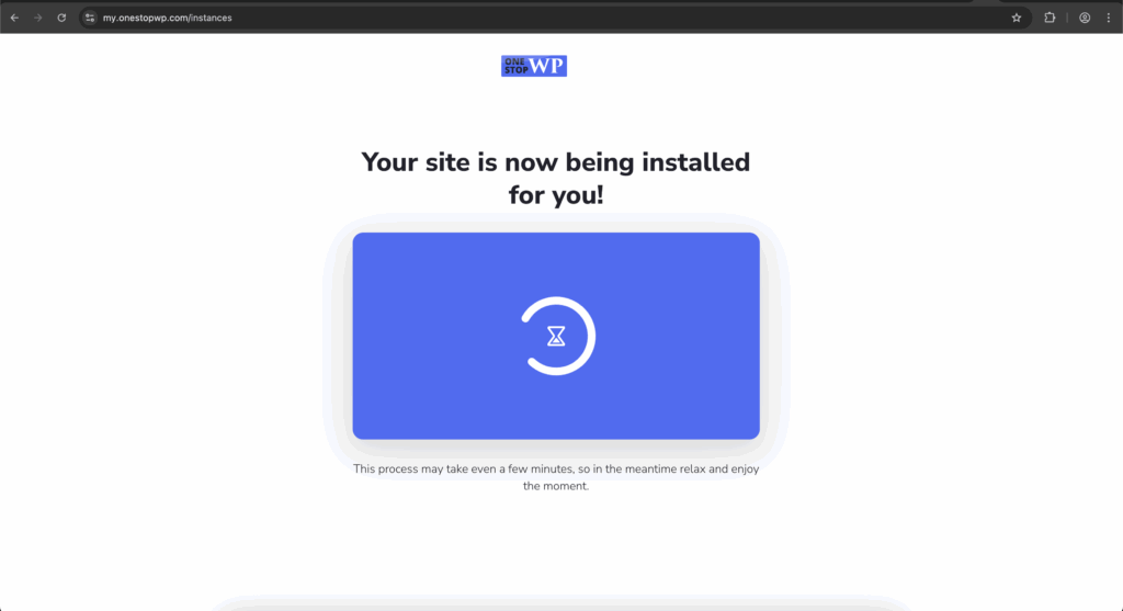 Your site is now being installed for you! Your site is now being installed for you!