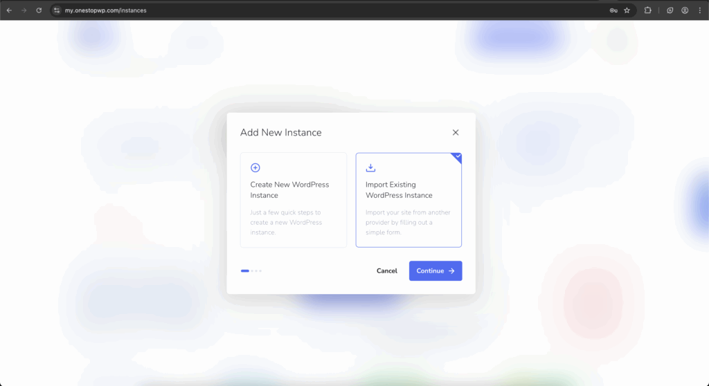 Import Existing WordPress Instance Import Existing WordPress Instance