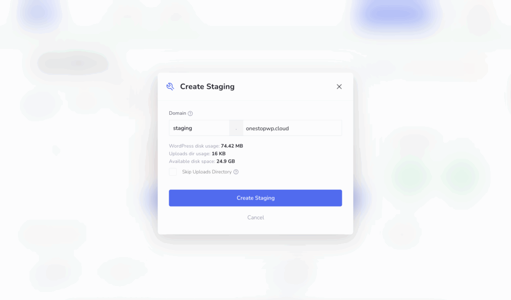 Create staging WordPress site Create staging WordPress site