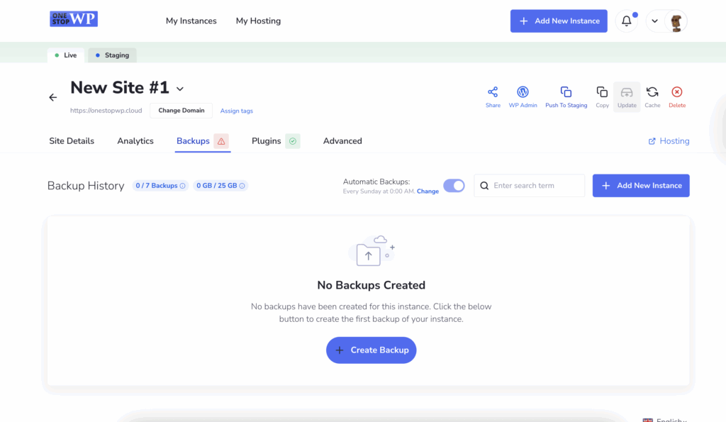 OneStopWP backups OneStopWP backups