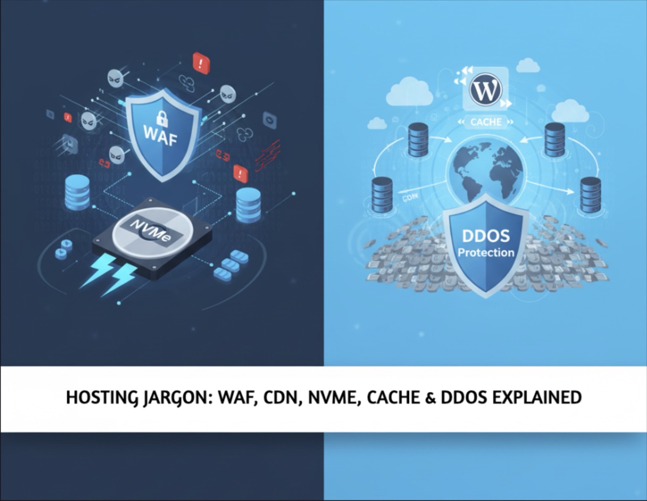 Hosting jargon: WAF, CDN, NVMe, Cache & DDoS explained