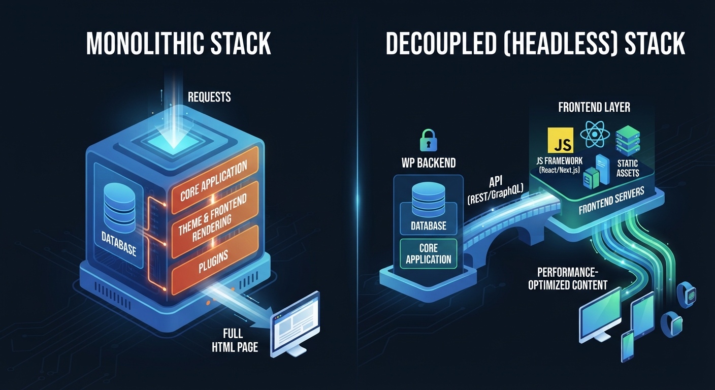 Immagine in evidenza per Decoupled vs. Monolithic WordPress: Is Headless Right for Your Next Project?