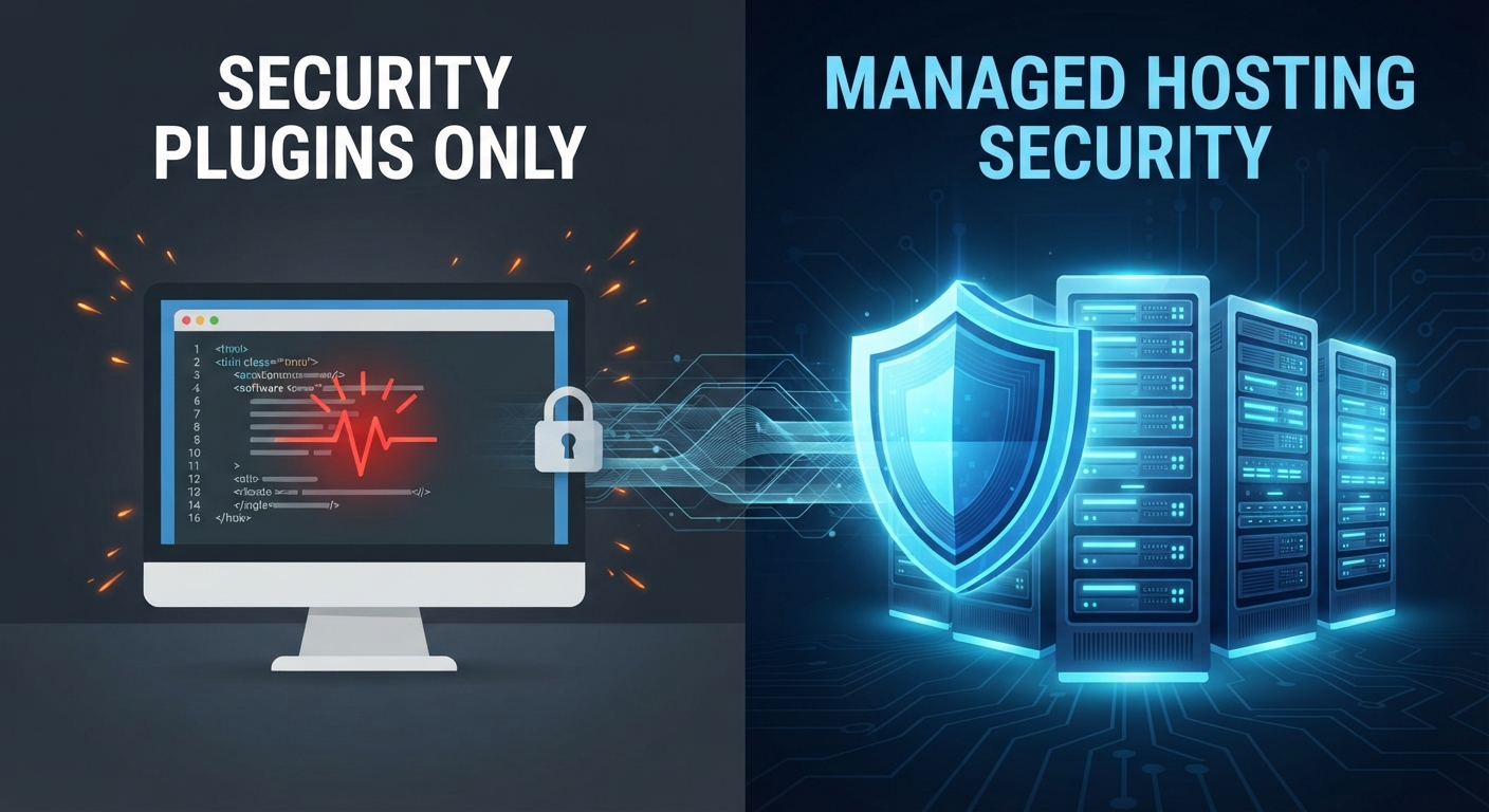 Beitragsbild für Beyond Plugins: How Managed Hosting Provides True WordPress Security
